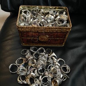 Grab bag Lot of 109 Sterling Silver designer rings